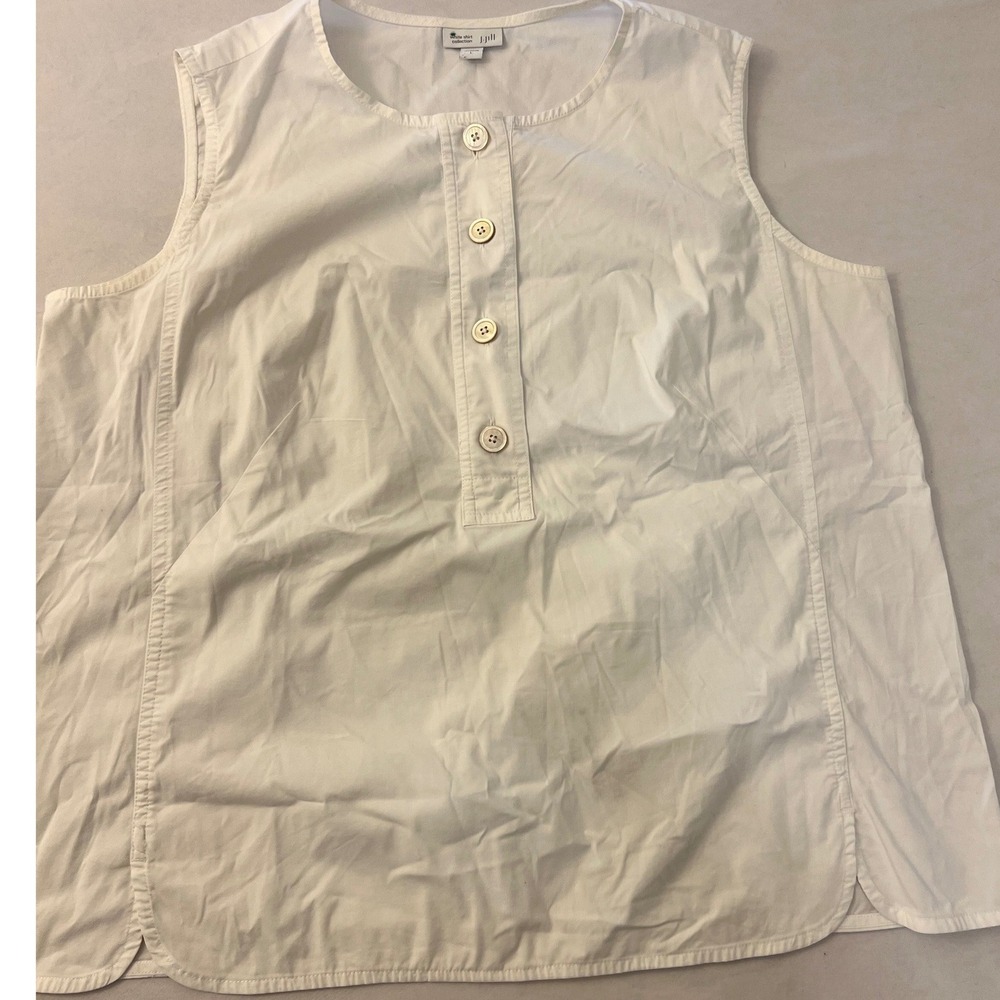 J. Jill White Shirt Collection Sleeveless Button Front Blouse Cotton Blend L - Picture 2 of 6